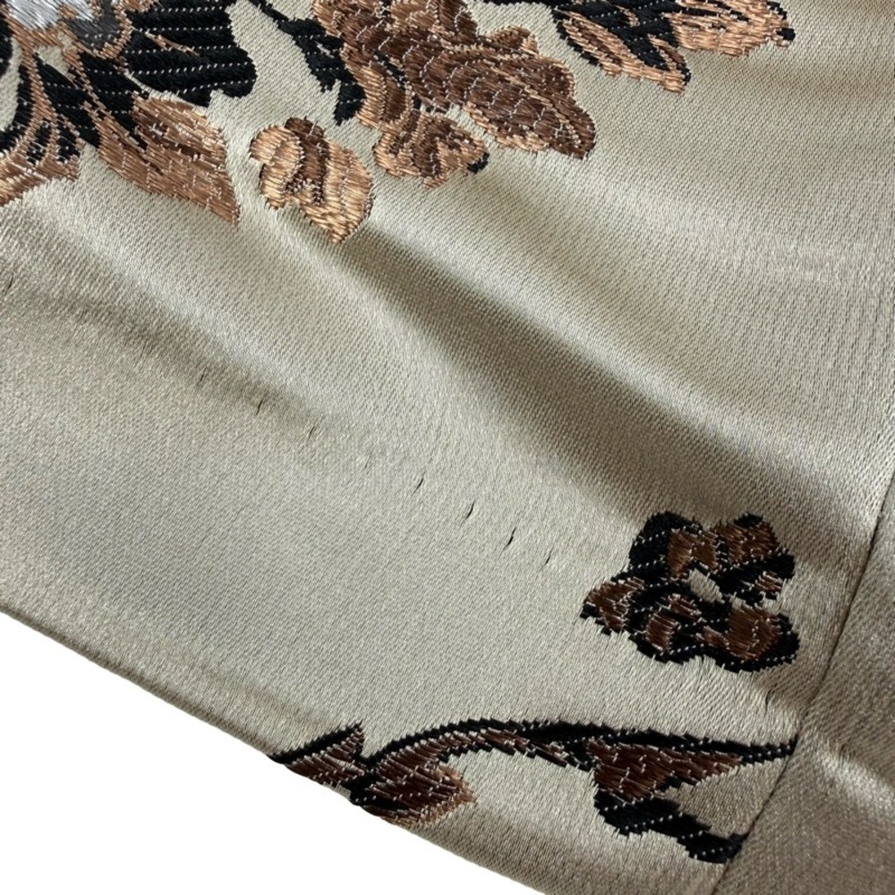 FREE PEOPLE NEW 12 Benjamina Satin Mini Skirt Champagne Floral Brocade Metallic - Picture 9 of 12